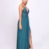 Vestido de fiesta largo con cuerpo de encaje y abertura