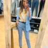 Pantalón tela azul pastel
