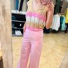 Pantalón botones rosa pastel