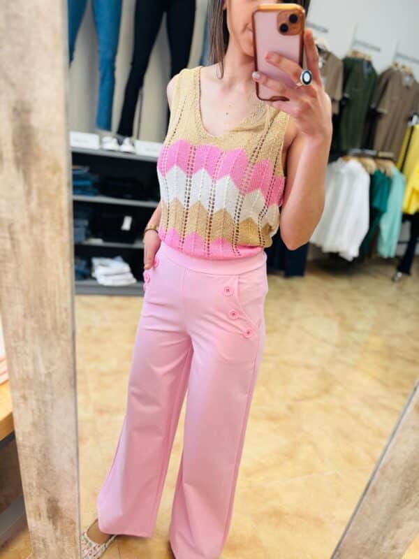 Pantalón botones rosa pastel