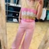 Pantalón botones rosa pastel