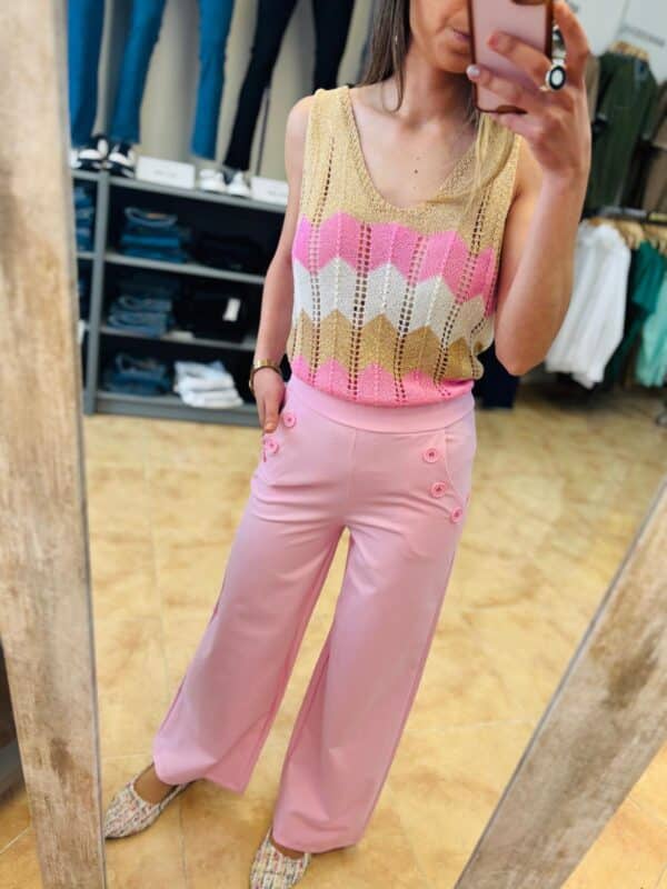 Pantalón botones rosa pastel