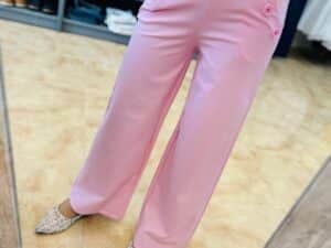 Pantalón botones rosa pastel