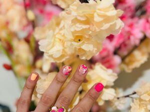 anillo de flor rosa